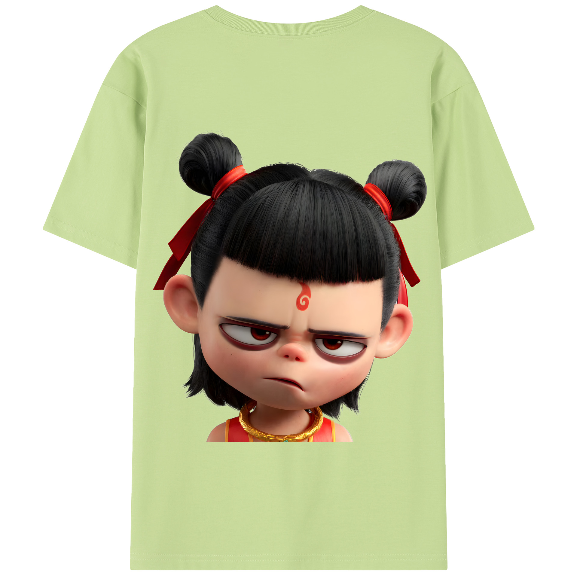（画像用） Ne Zha 2 ナタ 魔童の大暴れ 綿100％半袖Tシャツ（背面プリント）
